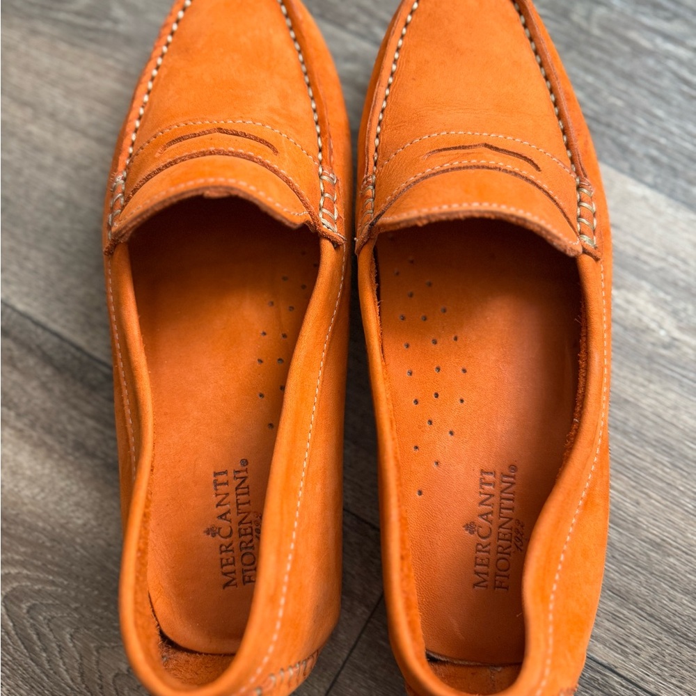 Mercanti Fiorentini Orange Flats Suede Loafers